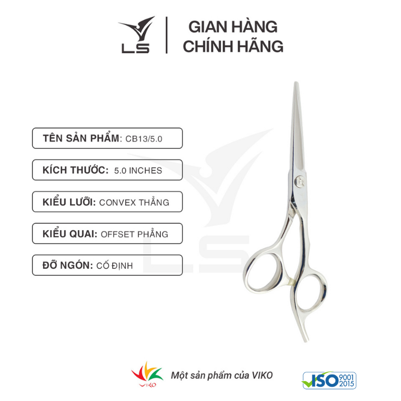 Kéo cắt tóc LS lưỡi thẳng quai offset phẳng đỡ ngón cố định CB13/5.0