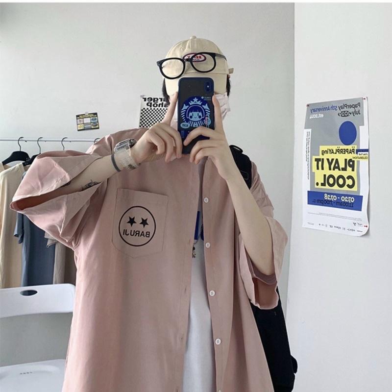 Áo khoác áo sơ mi tay lỡ Ulzzang Kaki unisex form rộng oversize