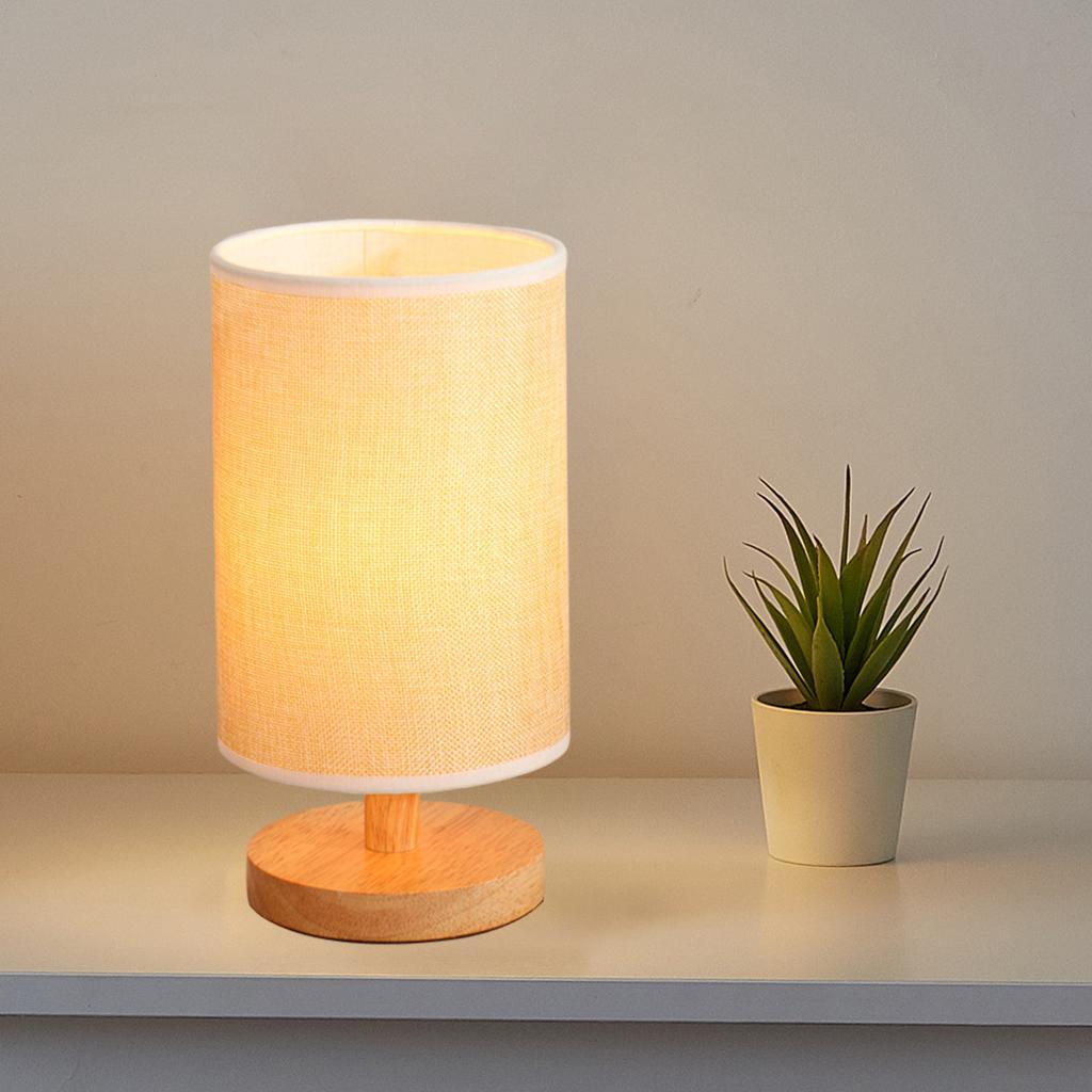 Bedside Table Lamp LED NightStand Light Fabric Shade Home Decor