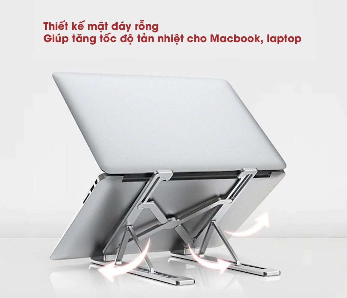 Đế Tản Nhiệt Cho Laptop, Macbook - Giá Đỡ, Kệ Đỡ, Phụ Kiện Cao Cấp Cho Macbook, Laptop Bằng Hợp Kim Nhôm Điều Chỉnh Tầm Nhìn Thông Minh Gấp Gọn KUNBE - Hàng Chính Hãng