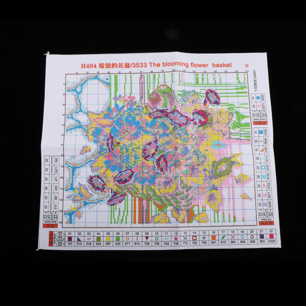 Pre-print Flower Pattern Cross Kit Stamped Cross Stitch Kit Needlework Craft