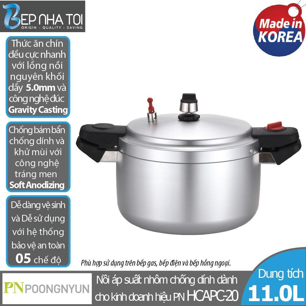 Nồi áp suất nhôm nguyên khối PN HCAPC-20 Tặng Máy xay sinh tố Kochstar KSEBD-1000 +Cà mèn cơm Apollo APL-1600 - Hàng chính hãng