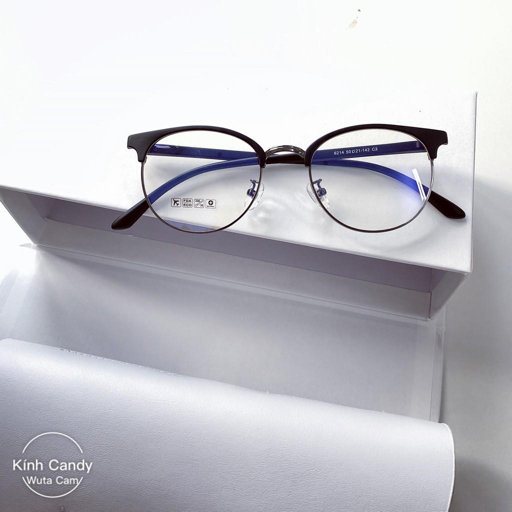 Gọng kính giả cận 6214 - Kính kim loại kết hợp nhựa dẻo cho cả nam và nữ - Tiệm kính Candy