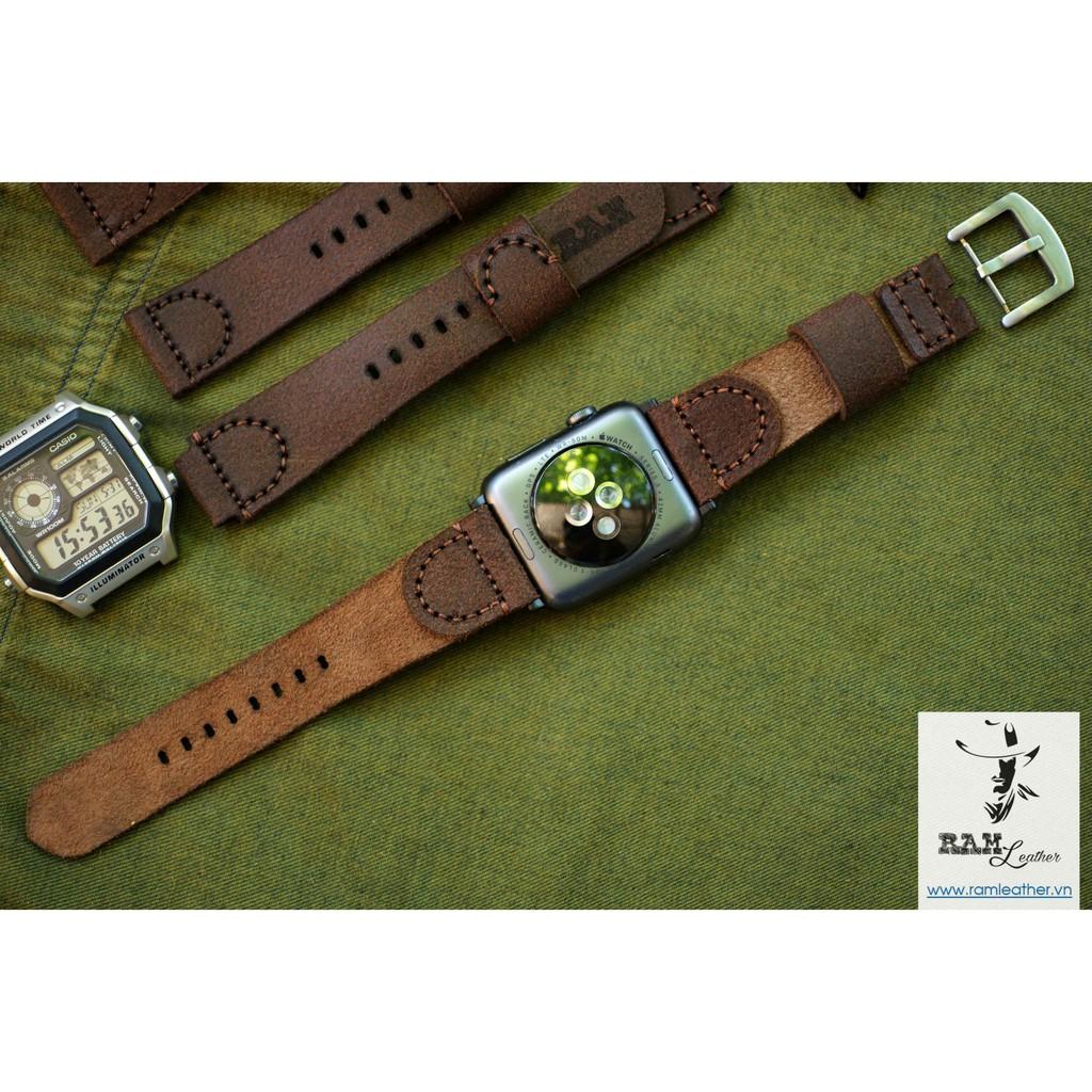 DÂY ĐỒNG HỒ APPLE WATCH SIIMPLE MÀI NHÁM - DA BÒ THẬT - ĐỦ SIZE APPLE WATCH