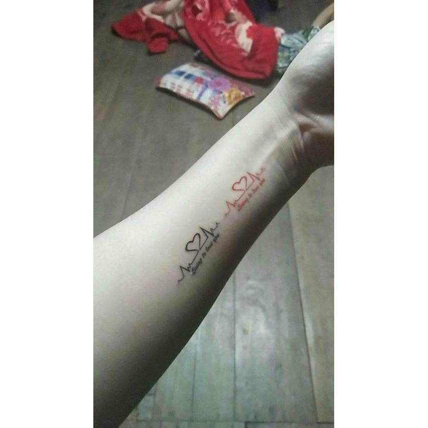 Combo 5 tấm hình xăm dán tattoo cao cấp 10x20cm NHỊP TIM THỔN THỨC