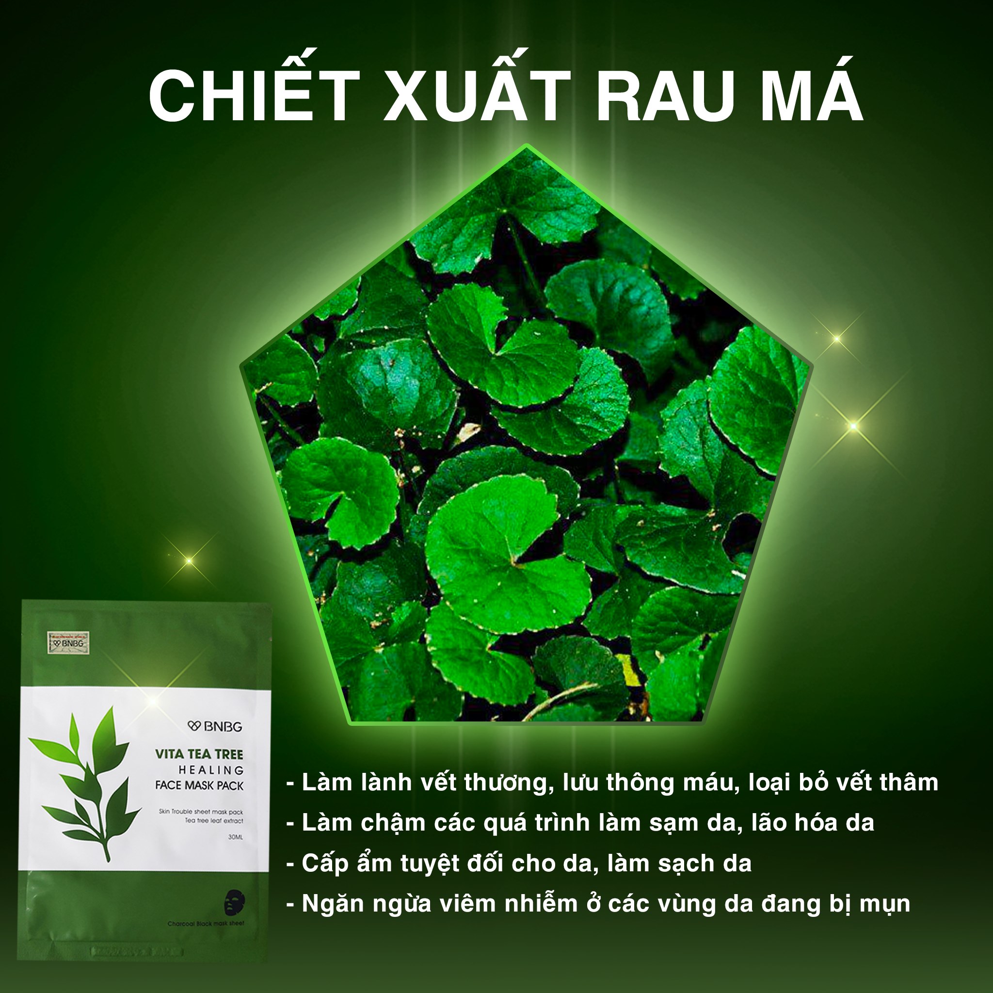 Mặt Nạ Tràm Trà BNBG Vita Tea Tree Healing Face Mask Pack [MIẾNG LẺ] Kiểm Soát Dầu Mụn Thải Độc Da