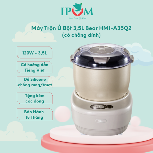 Máy Trộn Bột Đa Năng Bear 3,5L Ủ Bột, Nhào Bột, Nhồi Bột Nhanh, Phiên Bản Cao Cấp Công Suất Lớn - HMJ-A35Q2 - Hàng Chính Hãng Bảo hành 18 Tháng