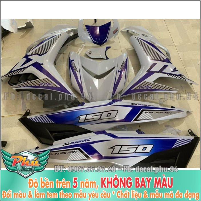 Tem rời Exciter 150 Mx trắng xanh