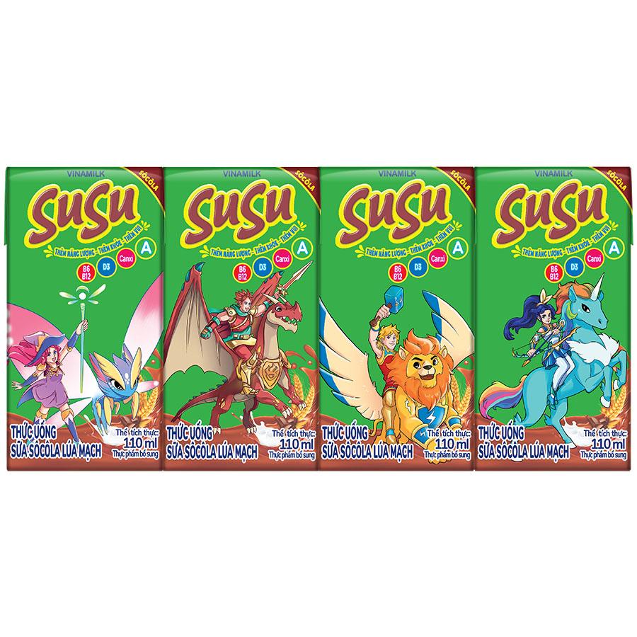 Thùng 48 Hộp Sữa Sôcôla Lúa Mạch Vinamilk Susu 110ml