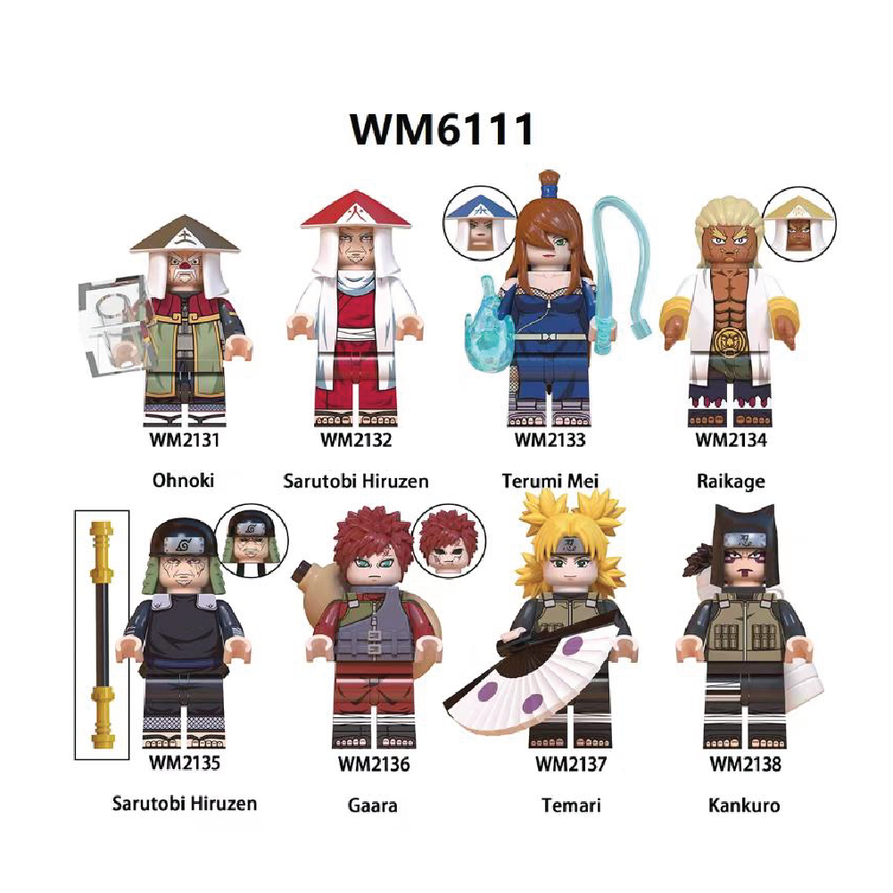 Minifigures Naruto Hokage Asuma Đồ chơi Lắp Ráp Kurenai Ninja Làng Lá WM6111 WM6110