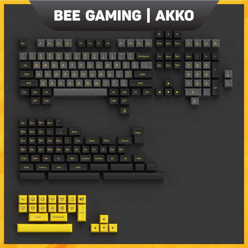 Bộ keycap chính hãng AKKO – Black &amp; Gold (ABS Double-Shot / SAL profile / 195 nút)