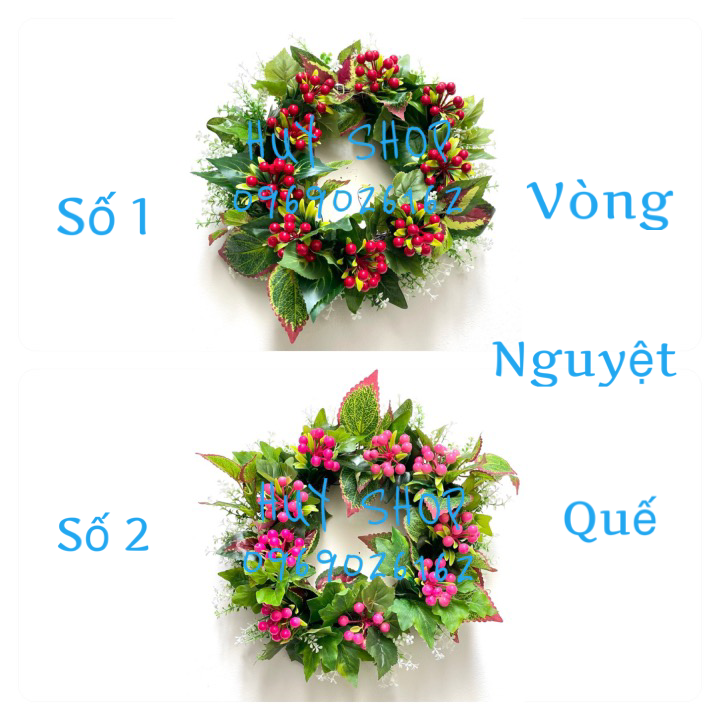 Vòng Nguyệt Quế TRÁI SƠRI nhân tạo trang trí treo tường