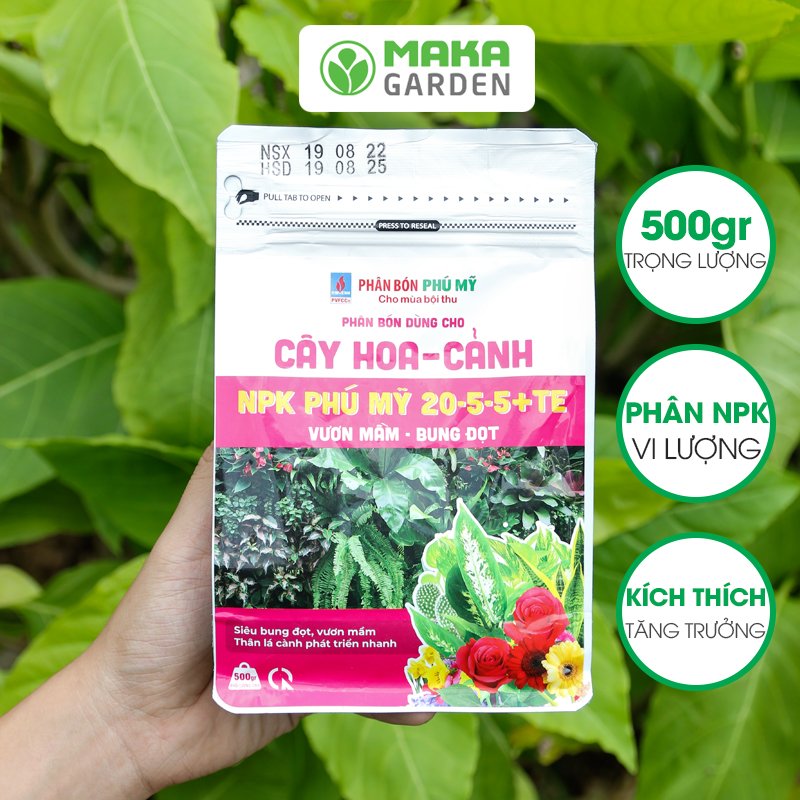 Phân bón NPK Phú Mỹ 20-5-5+TE dùng cho cây Hoa – Cảnh
