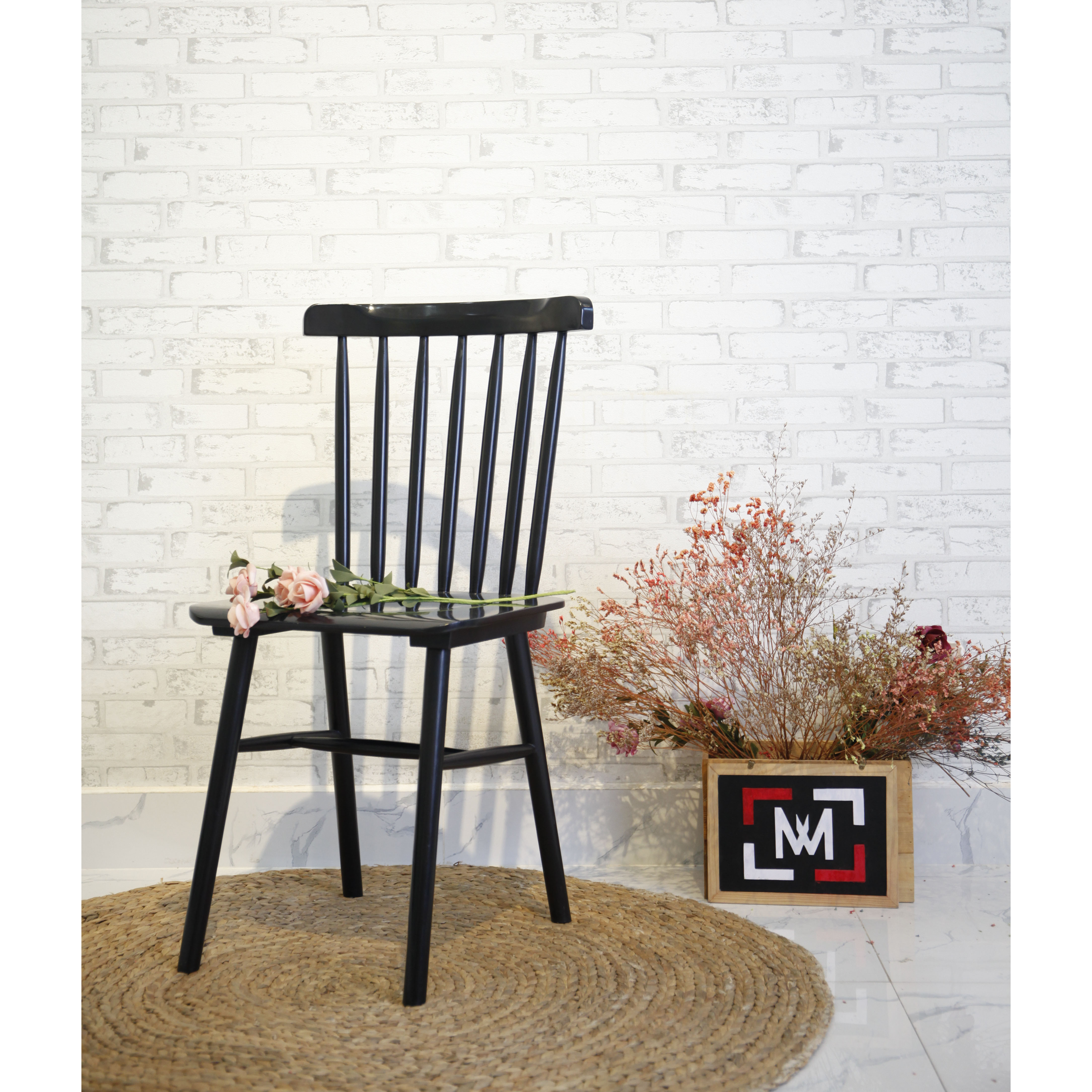 GHẾ BÀN ĂN GỖ XUẤT KHẨU MÀU ĐEN - STOOL CHAIR BLACK