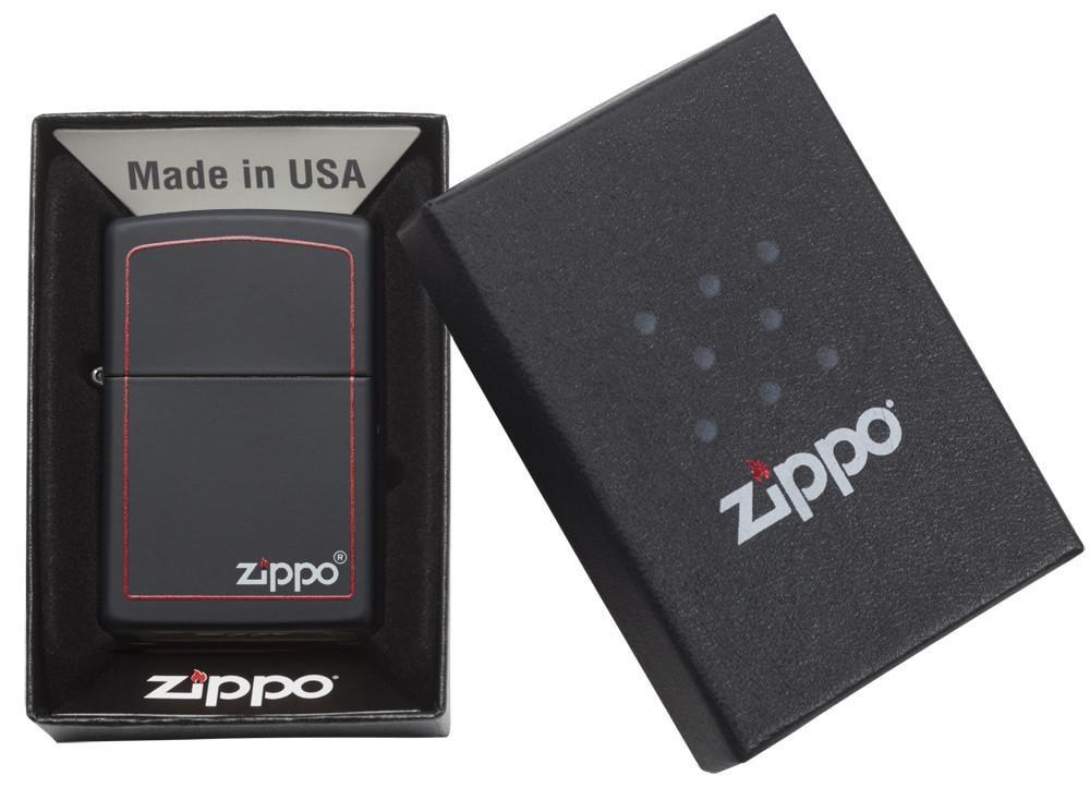 Bật Lửa Zippo Black Matte with Zippo Logo and Border