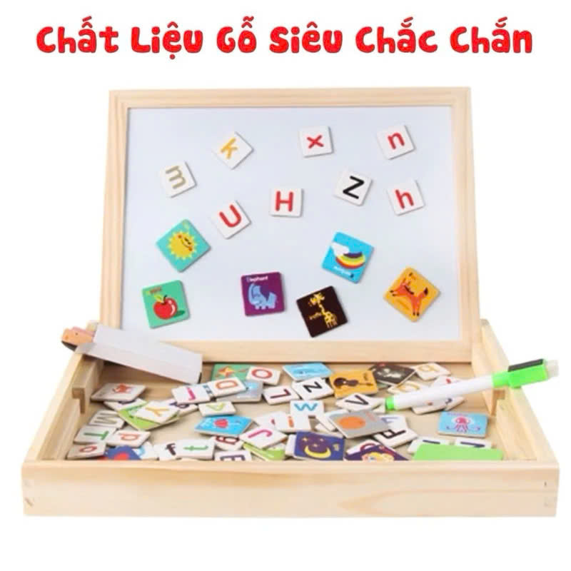 Bộ Tranh Nam Châm Kèm Bảng Từ Ghép Hình 2 mặt bảng phấn và nam châm bằng gỗ, Đồ Chơi Gỗ Bảng Ghép Hình - Mẫu ngẫu nhiên Hàng Chính Hãng LuckyDecor