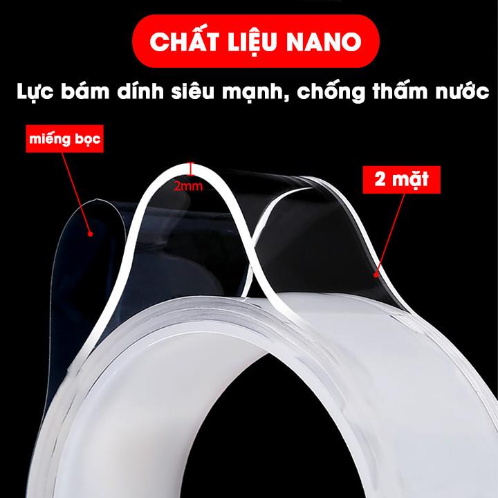 Băng Keo Dán Nano 2 Mặt Siêu Dính Trong Suốt 3Mét - Vận Chuyển Miễn Phí Toàn Quốc