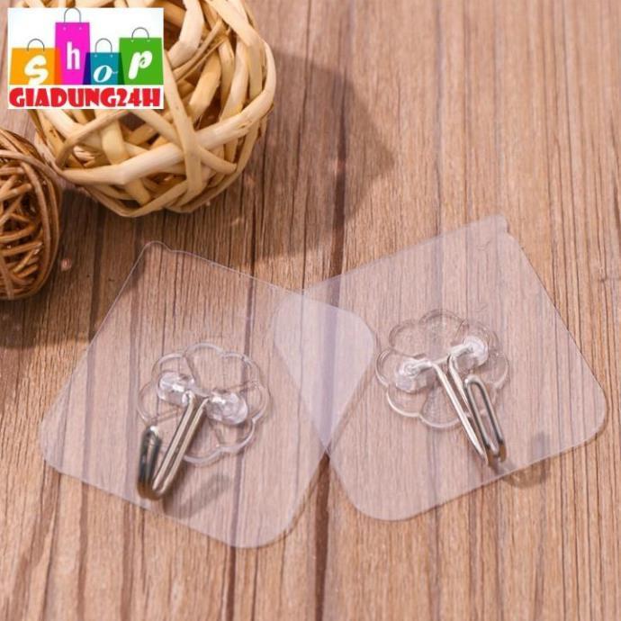 Móc dán chịu lực TRONG SUỐT-Móc Dán Tường Siêu Dính Trong Suốt Chịu Lực Tốt 6x6 cm