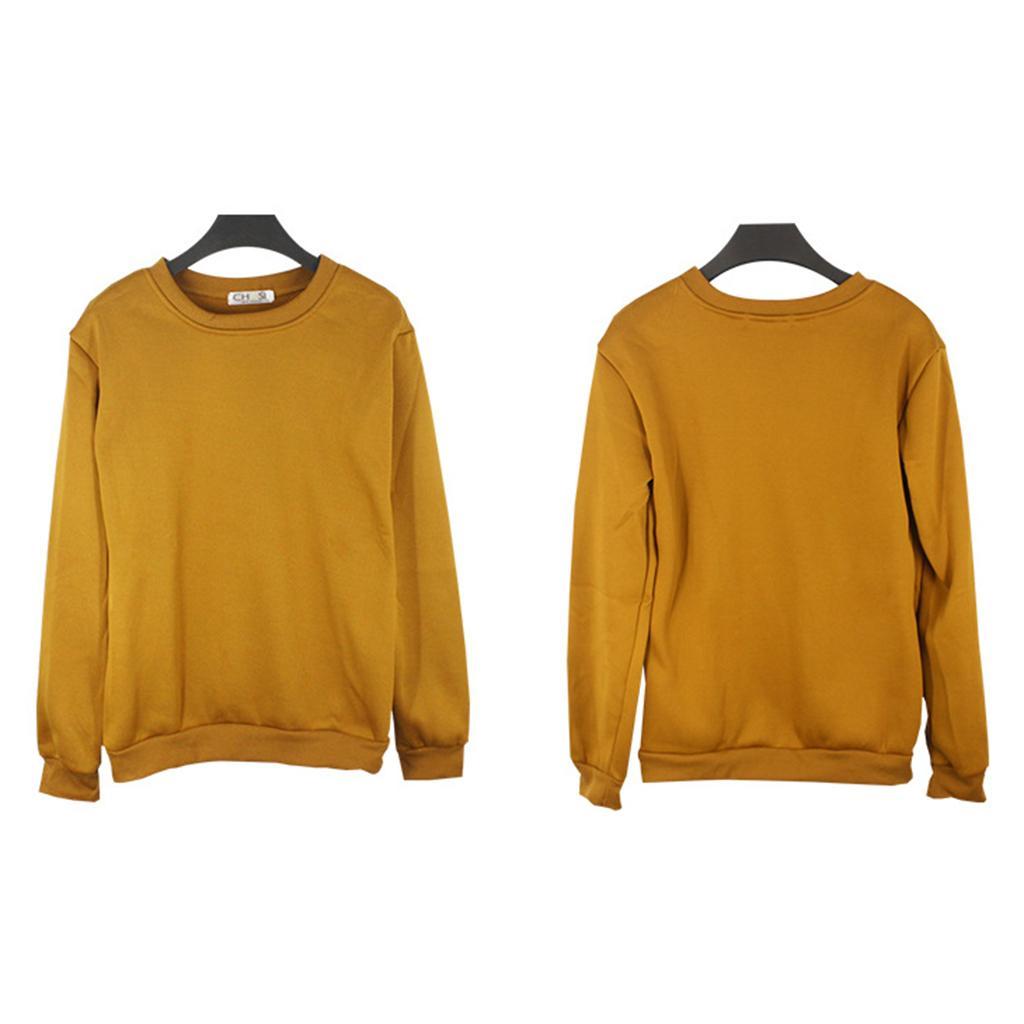 Men's Women's Crewneck Fleece Sweatshirt Plain Pullover Crew Neck 2XL
