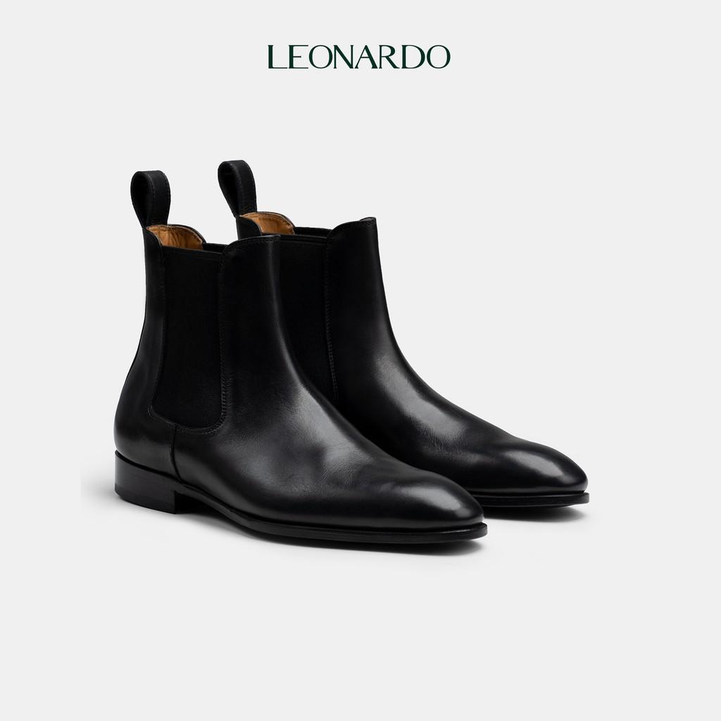 Giày da cao cổ kiểu dáng sang trọng Chelsea Boots thương hiệu Leonardo