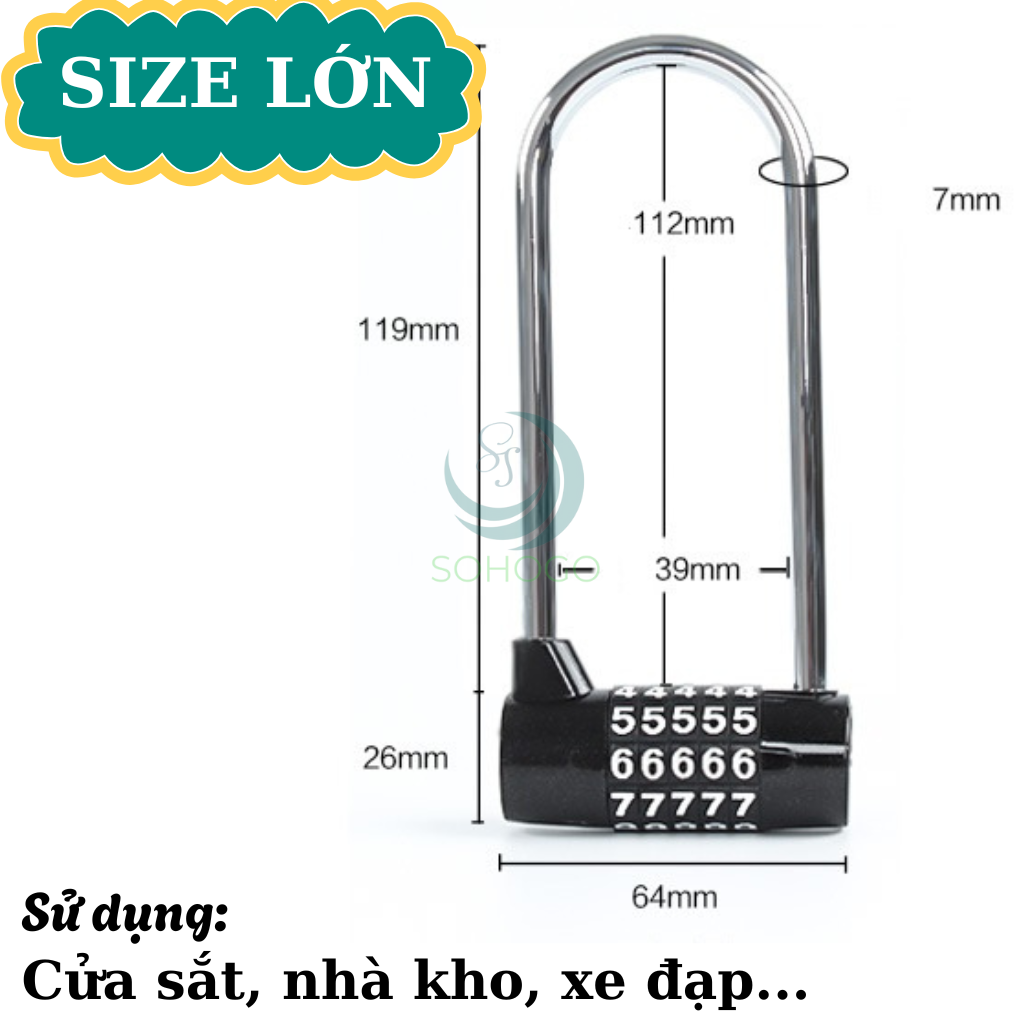 VIDEO- Ổ khóa số 5 số đổi mật mã, khóa hành lý, khóa cửa, tủ- CHỌN CỠ- Ổ khóa 5 số hình chữ U, khóa vali, khóa xe không cần dùng chìa- GIAO MÀU NGẪU NHIÊN – Lớn