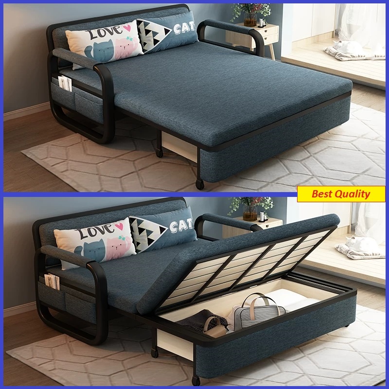 Giường Sofa Thông Minh 2 in 1. Giường Sofa Gấp Gọn Thành Ghế Sofa. Ghế Sofa Giường Đa Năng Có Ngăn Chứa Đồ KT 1m28 x 1m90