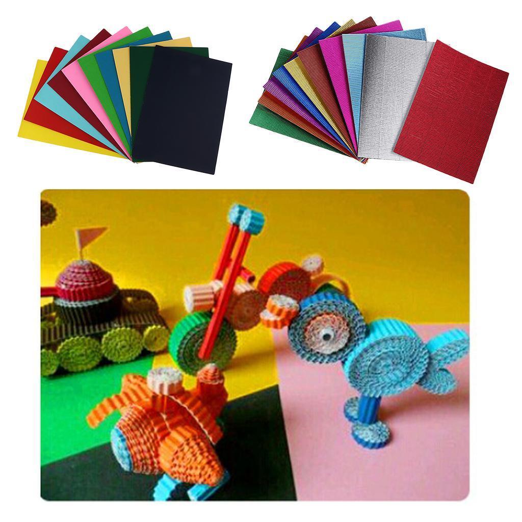 10x Multicolor Corrugated Paper Crafts Decorations Cardboard Color