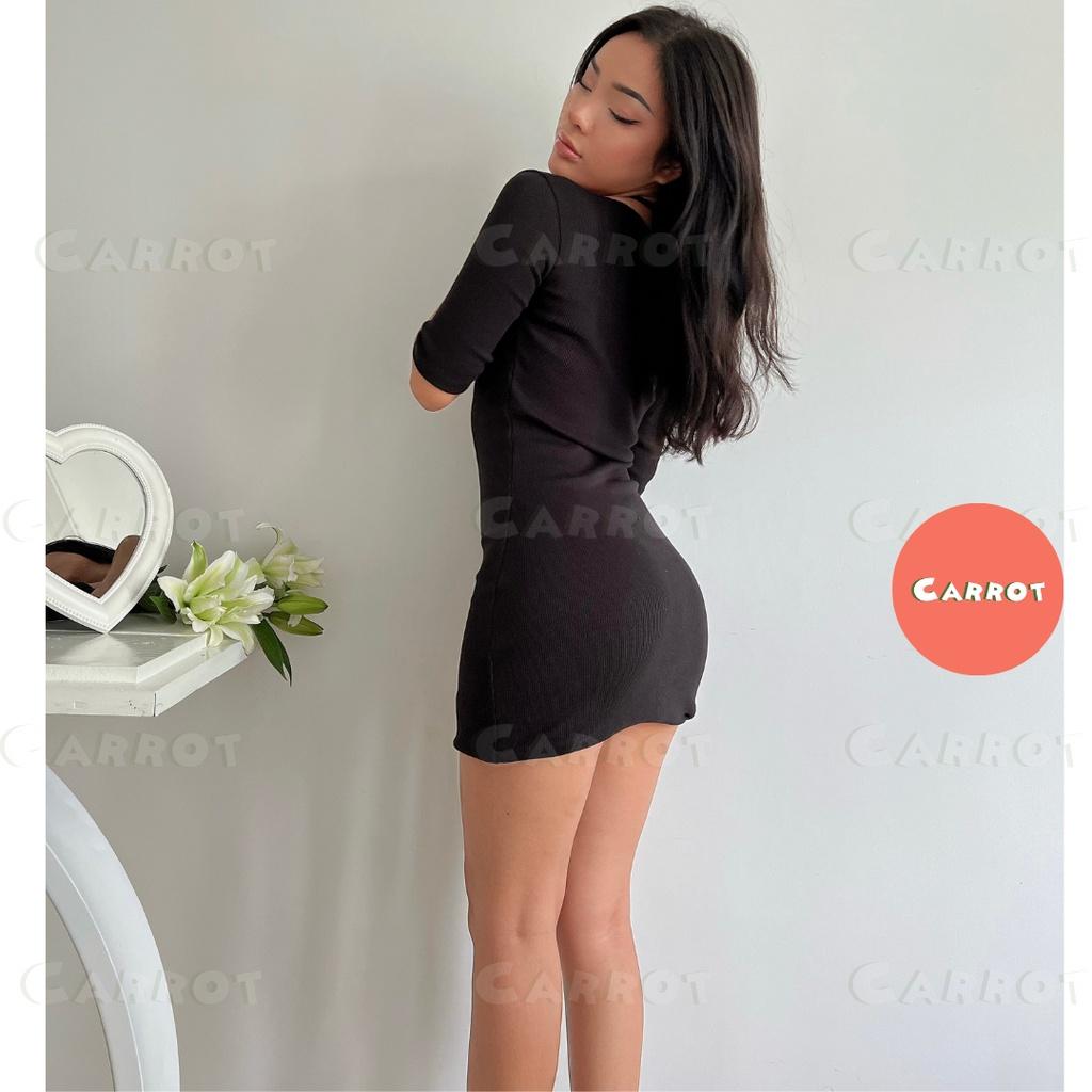 Đầm body sexy hở ngực thiết kế chất thun đi tiệc sang trọng váy nữ dáng ngắn ôm body carrotxinhdep