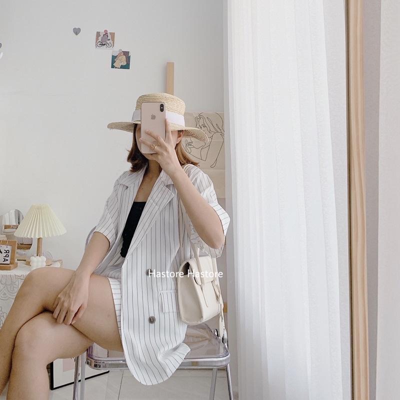 Set blazer sọc + quần short