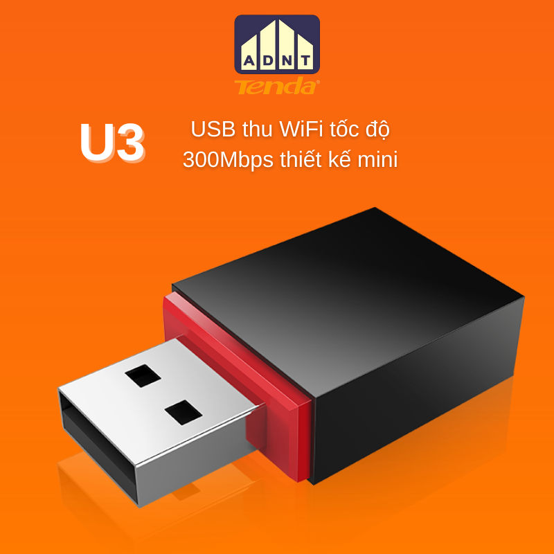 USB wifi bộ thu sóng wifi tốc độ 300 Mbps Wireless U3 Tenda hàng chính hãng