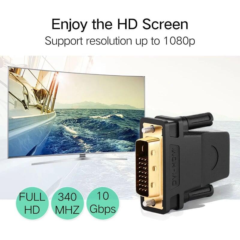 Ugreen UG2012420124TK Màu Đen Đầu chuyển đổi DVI 24 + 1 sang HDMI âm - HÀNG CHÍNH HÃNG