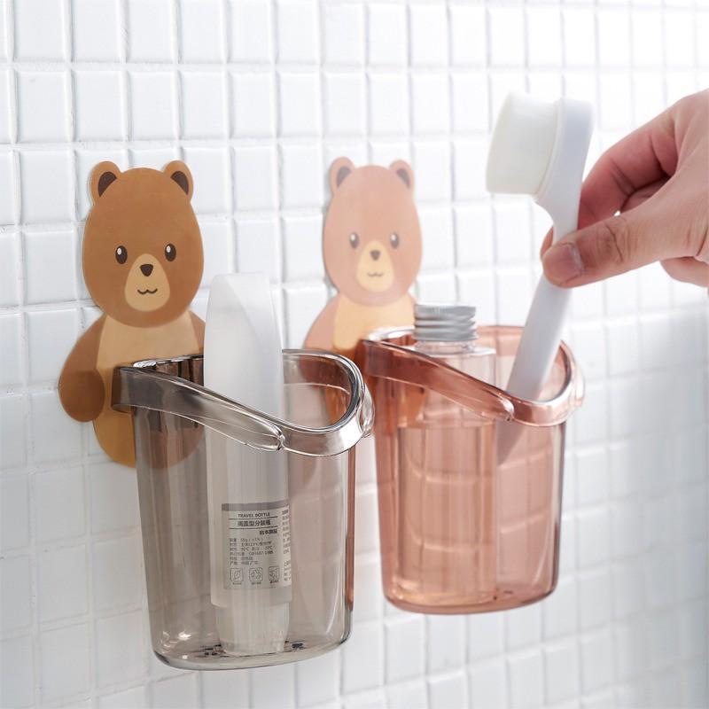 Cốc Gấu Gắn Tường Đựng Bàn Chải Kem Đánh Răng Đa Năng Nhà Tắm