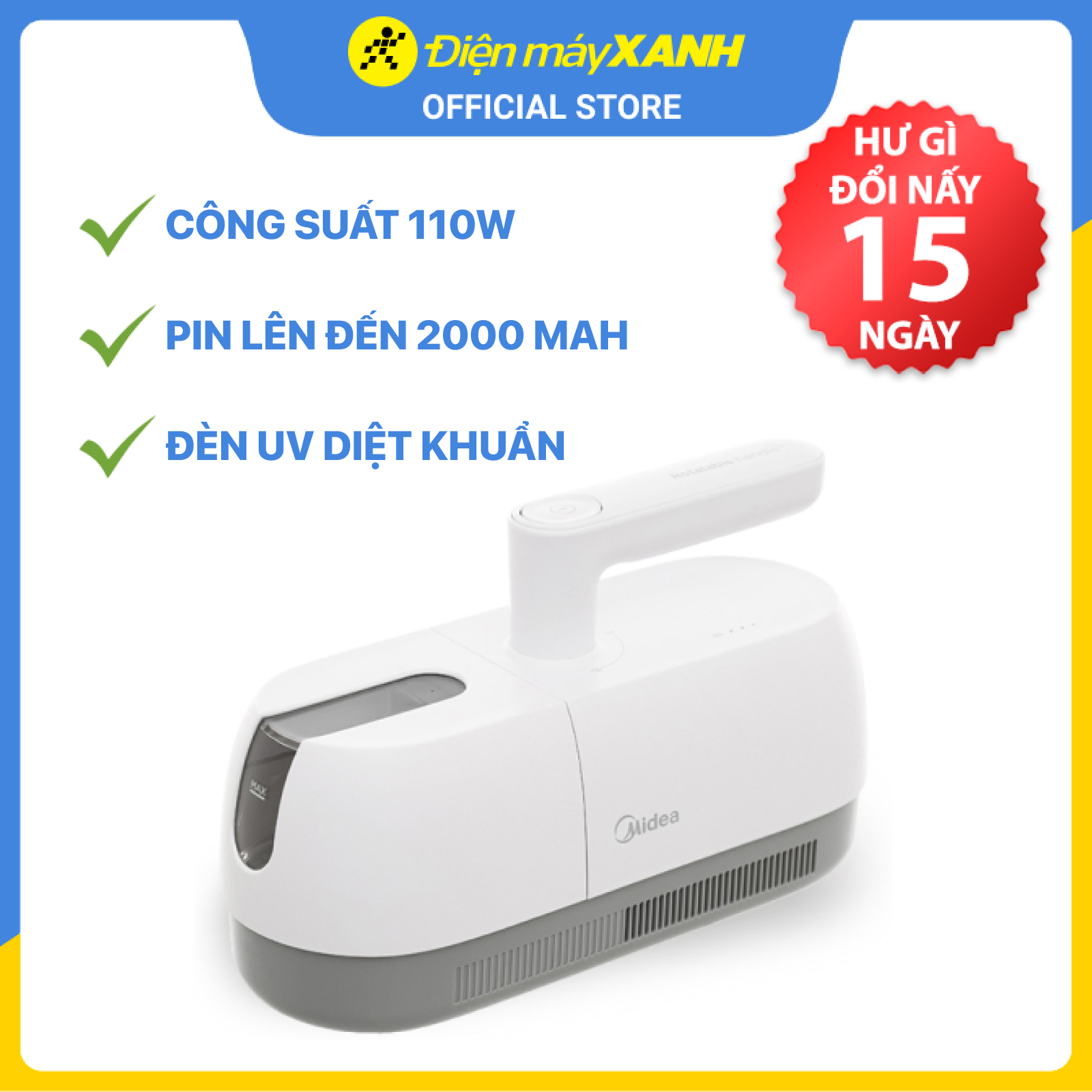 Máy hút bụi đệm giường diệt khuẩn UV Midea MVC-BC5UV - Hàng chính hãng