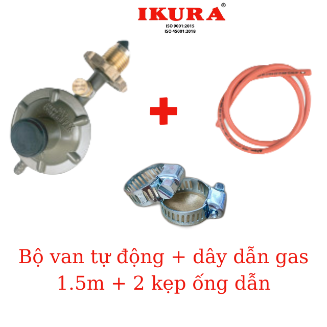 Bếp Gas IKURA IV-5880 Tặng Bộ 3 Nồi Inox Cao Cấp + Van Điều Áp Tự Động và 1,5m Dây gas - Hàng Chính Hãng