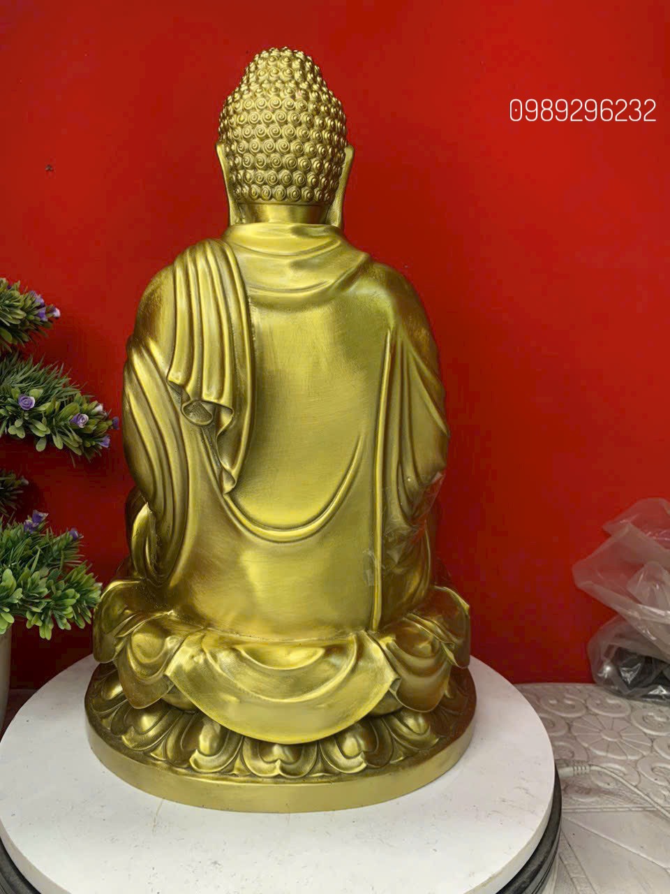 Tượng Thích Ca bằng đồng vàng cao 40cm - Tôn tương Thích Ca Mâu Ni