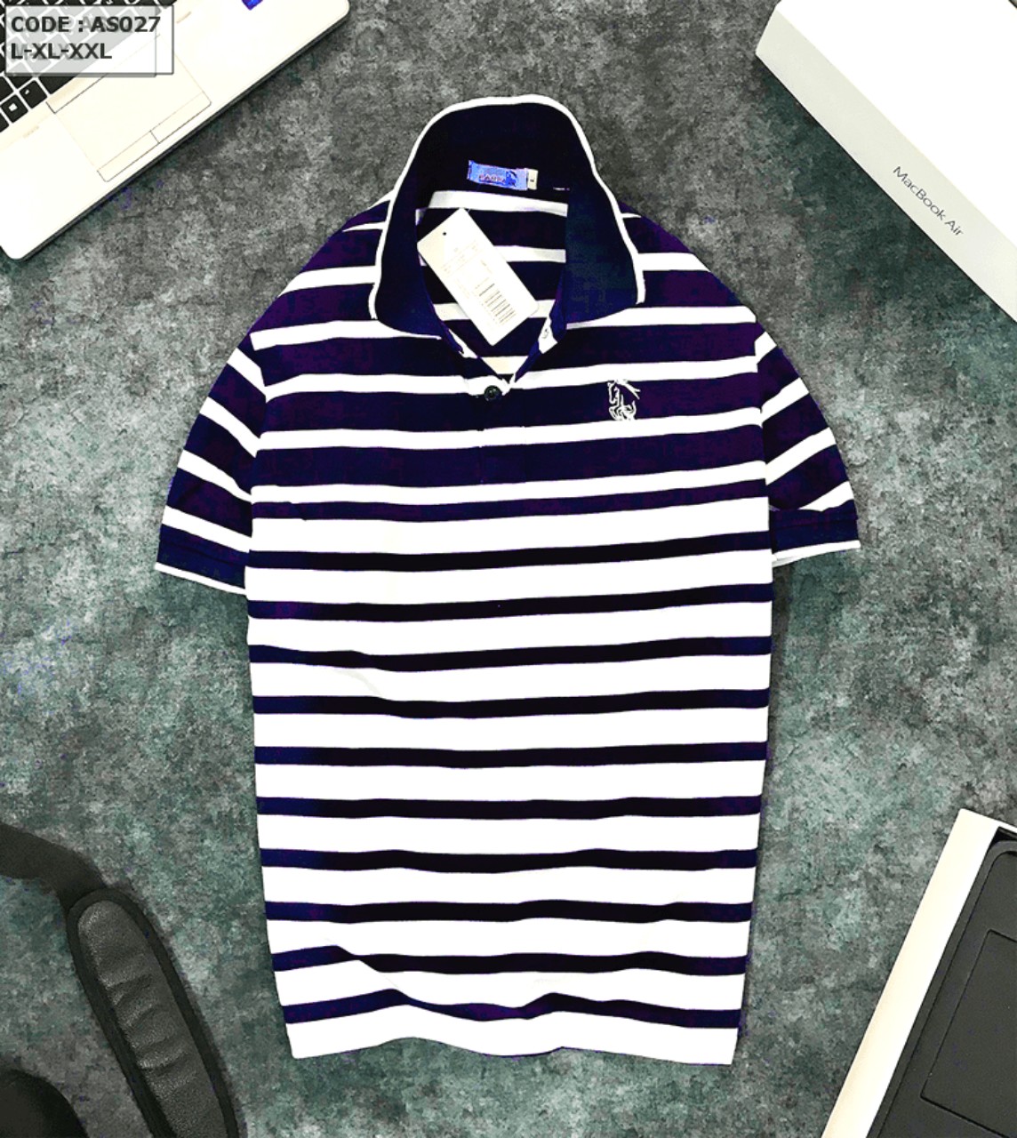 Áo Thun POLO Sọc Ngang Nam Cổ Phối Bo Thời Trang AS102