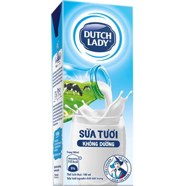 Thùng 48 Hộp Sữa Tươi Tiệt Trùng Dutch Lady Cô Gái Hà Lan Không Đường (48X180ml)