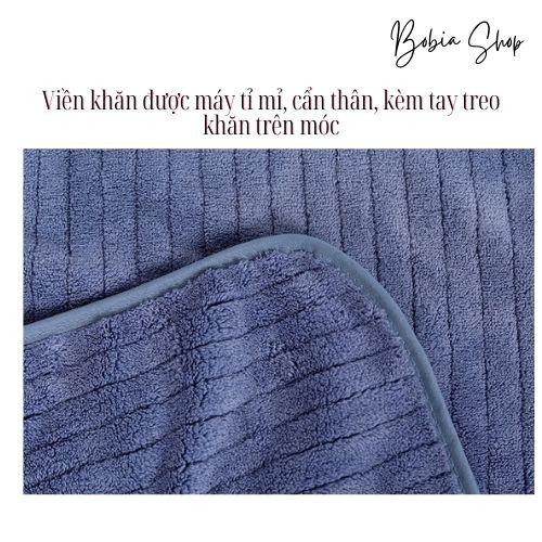 Khăn tắm lông cừu san hô vân kẻ sọc siêu dày, siêu mềm mịn cho da của gia đình 70x140cm