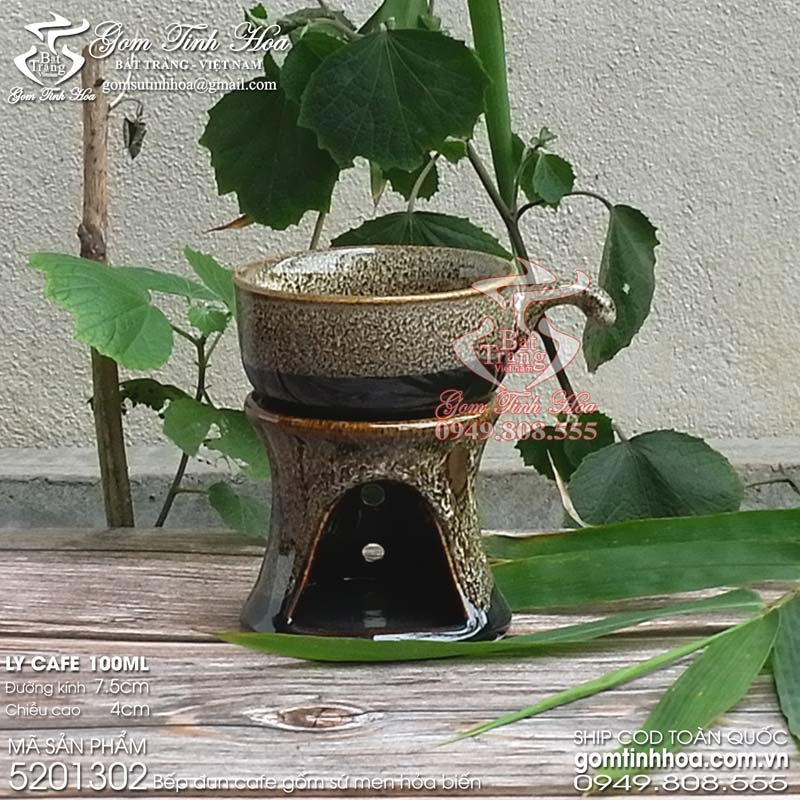 Bếp đun cafe gốm sứ men hỏa biến