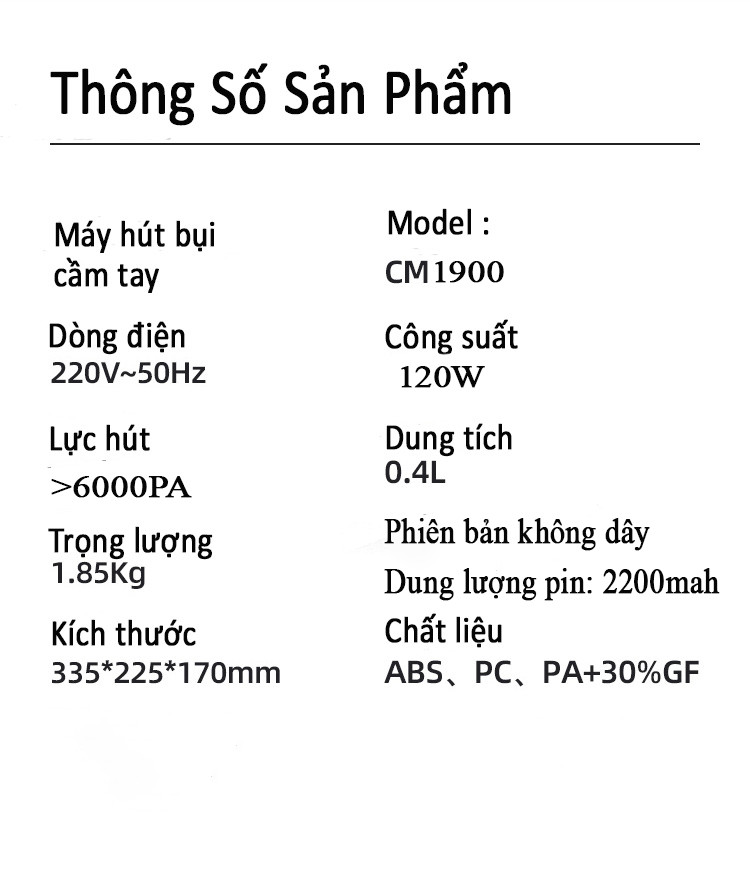 Máy Hút Bụi Giường Nệm, Sofa, Chăn Mền, Xe Hơi (không dây) - Hàng Chính Hãng