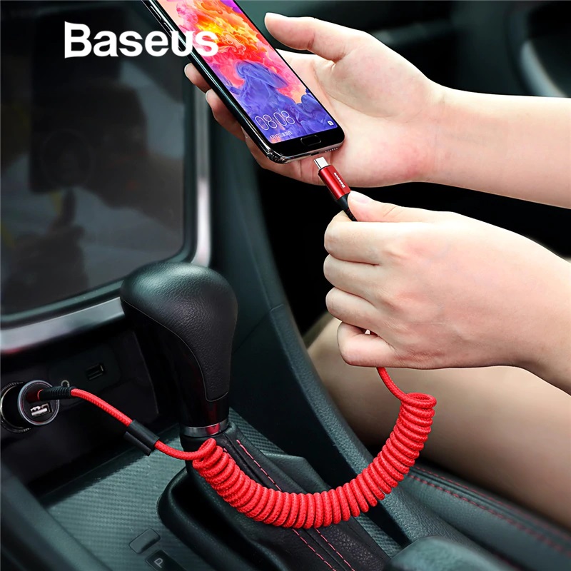 Dây cáp sạc lò xo Type-C Baseus Spring 1m sạc nhanh - Hàng chính hãng