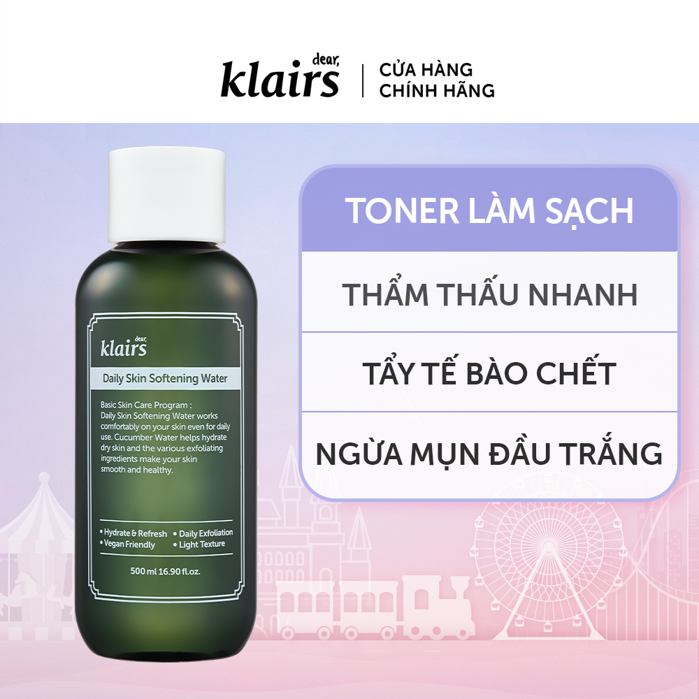 Nước hoa hồng Dear, Klairs Daily Skin Softening Water 500 ml