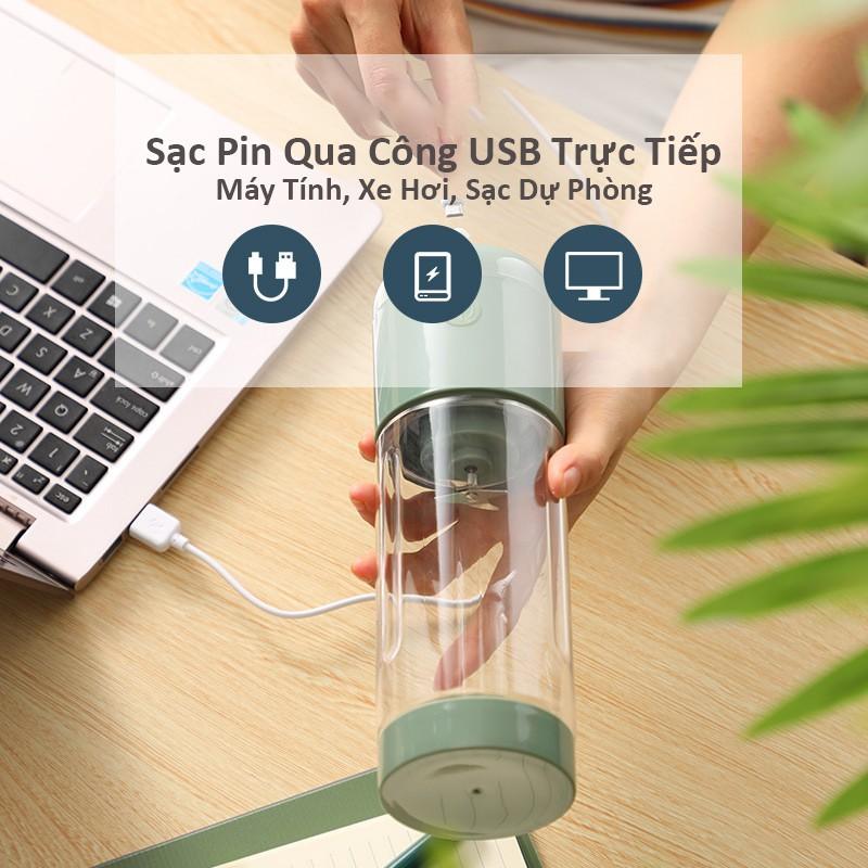 Máy Xay Sinh Tố Mini MALATA 400ml Có Sạc Pin USB - Hàng Chính Hãng Bảo Hành 12 Tháng