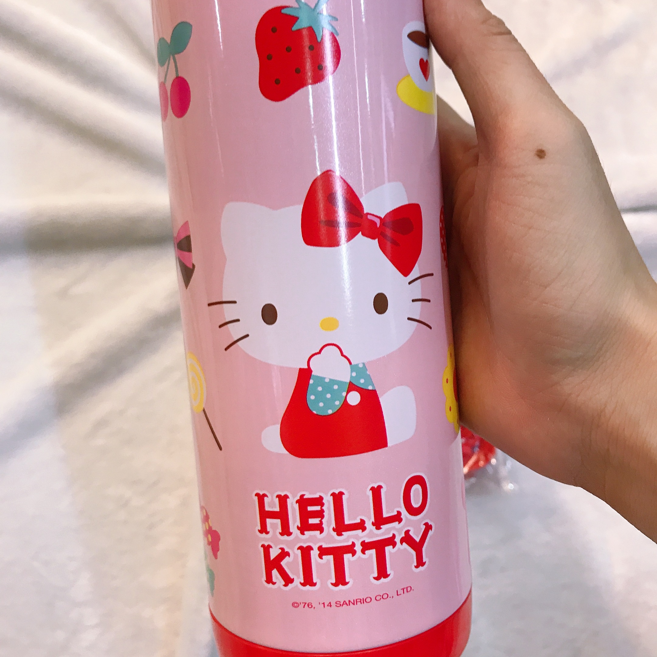 Bình nước giữ nhiệt hình mèo Kitty che miệng màu hồng nhạt cho trẻ em, bé gái -  - KT3655HN