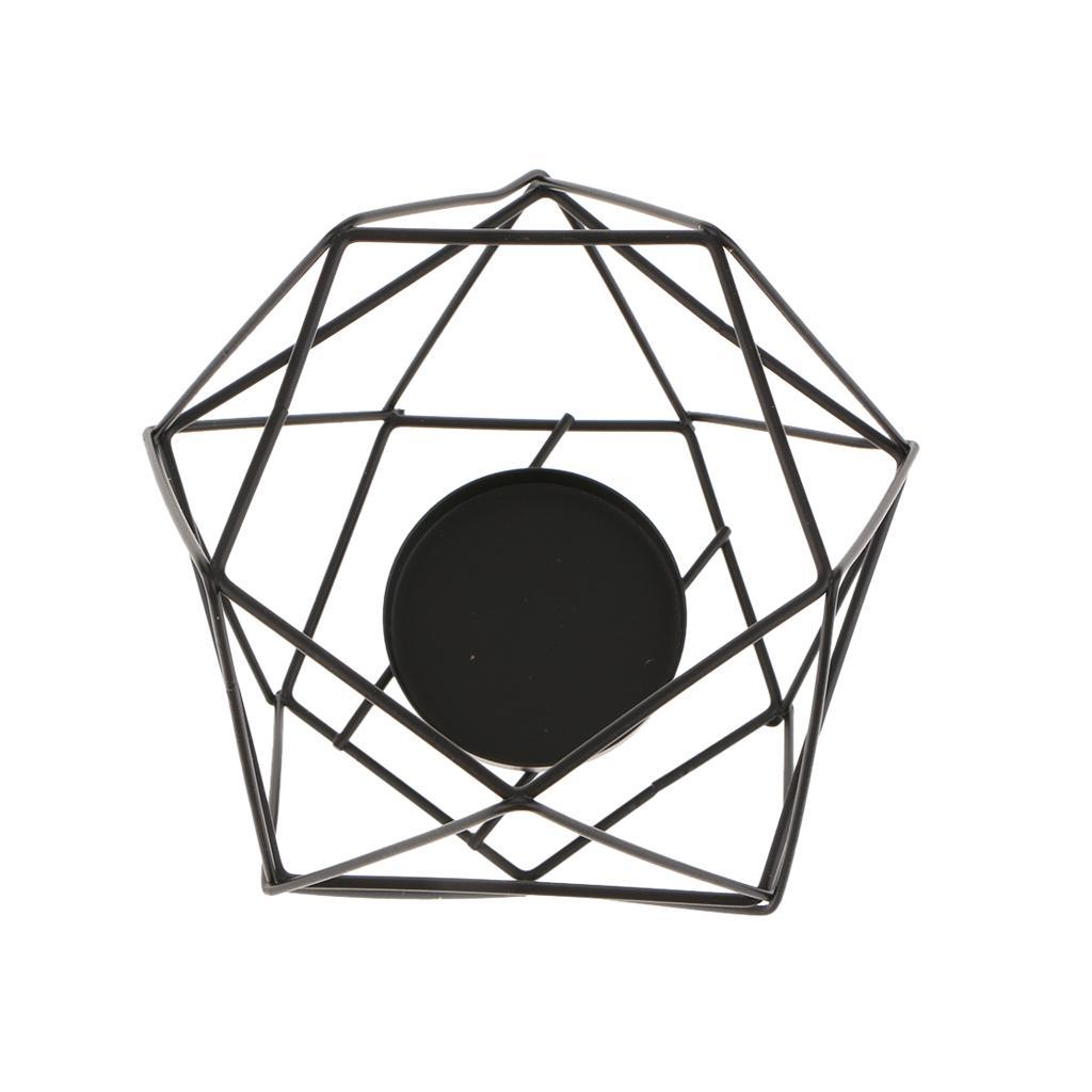 3pcs Nordic Style Geometric Tea Light Candle Holder Tea Light Lantern Black