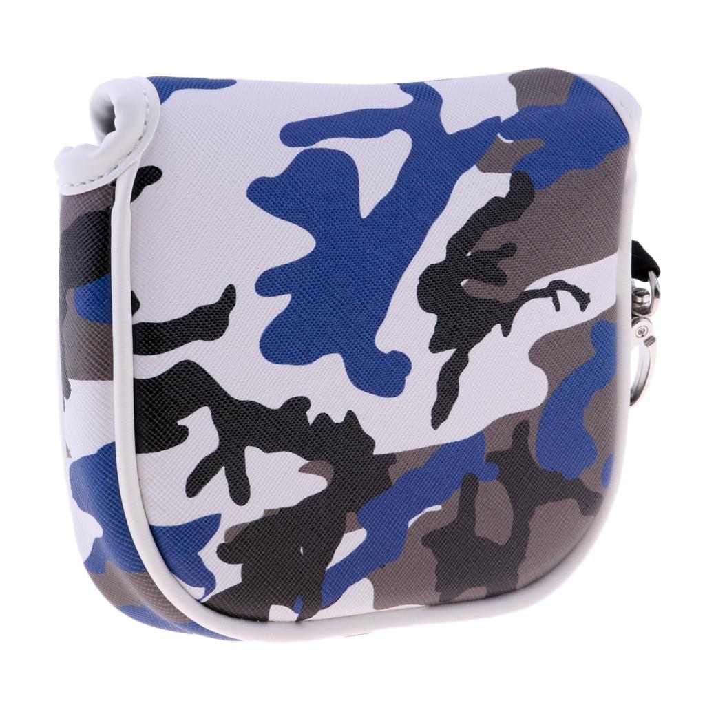 Golf Mallet Putter Cover Headcover with Magnetic Closure Camouflage Blue