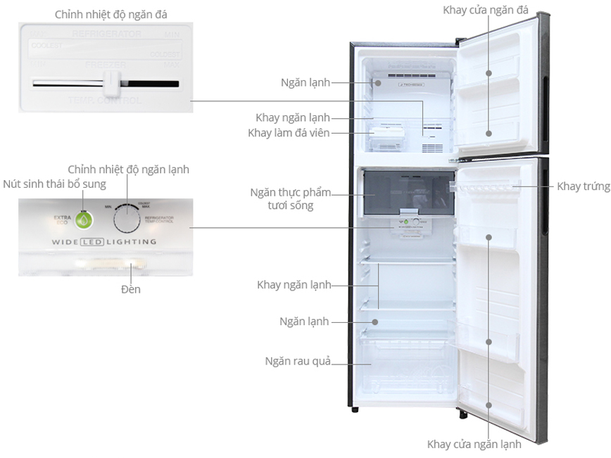 Tủ lạnh Sharp Inverter 224 lít SJ-X251E-DS - Hàng chính hãng- Giao hàng toàn quốc.