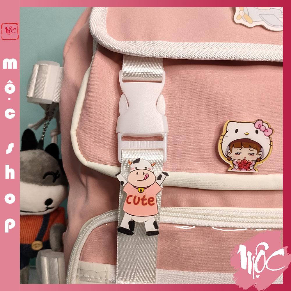 Balo ULZZANG, balo thời trang- BL223, nhiều ngăn, vải chống thấm nước- Tặng kèm Sticker, bóng, gấu