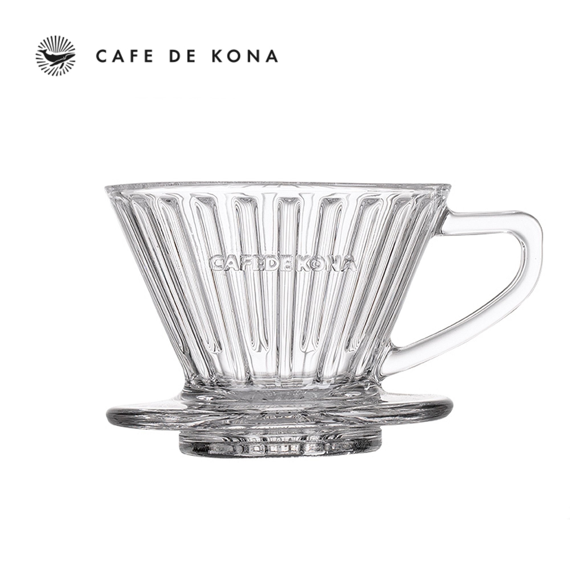 Phễu V60 01 thủy tinh rãnh thẳng CAFEDE KONA