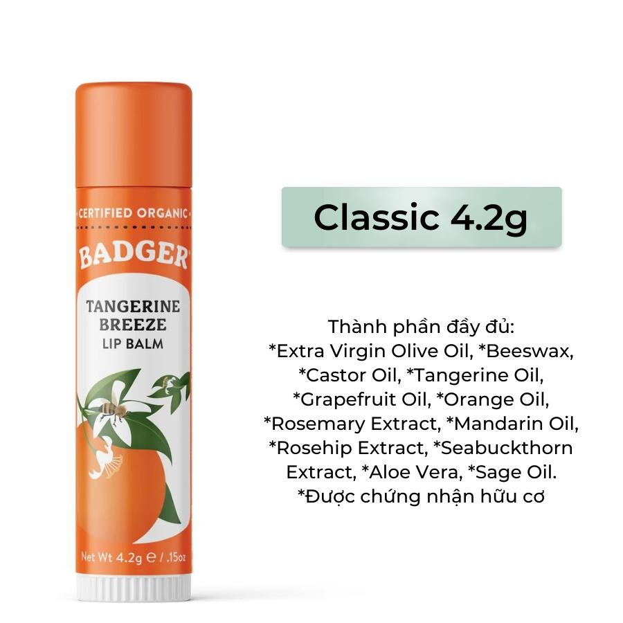 Son dưỡng môi hữu cơ BADGER Tangerine Breeze Lip Balm USDA Organic - 4.2g